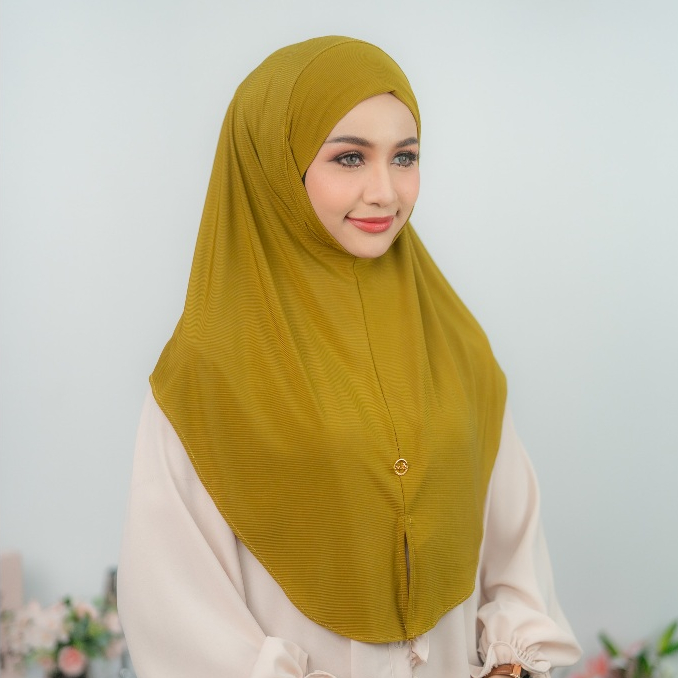 ผ้าคลุมมุสลิม ฮิญาบสวมสำเร็จ ผ่าหน้าทรงหน้าสั้นหลังยาว ผ้าร่องบางเบาใส่สบาย  HM84วาริสมุสลิม