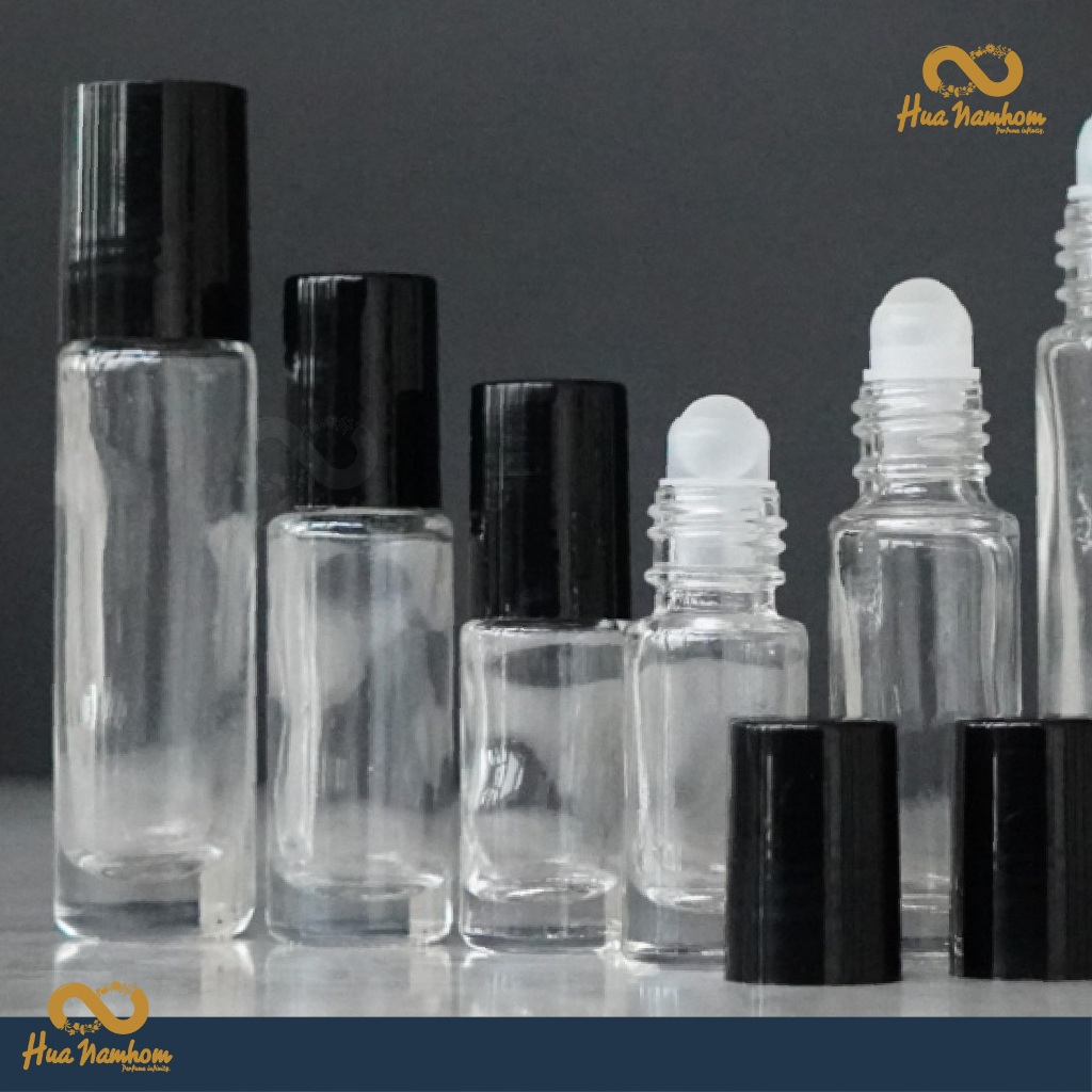 ขวดลูกกลิ้งฝาสีดำ พร้อมหัวบอลพลาสติก ปริมาณ 2ml-8ml ยกแพ็ค X12 ชิ้น