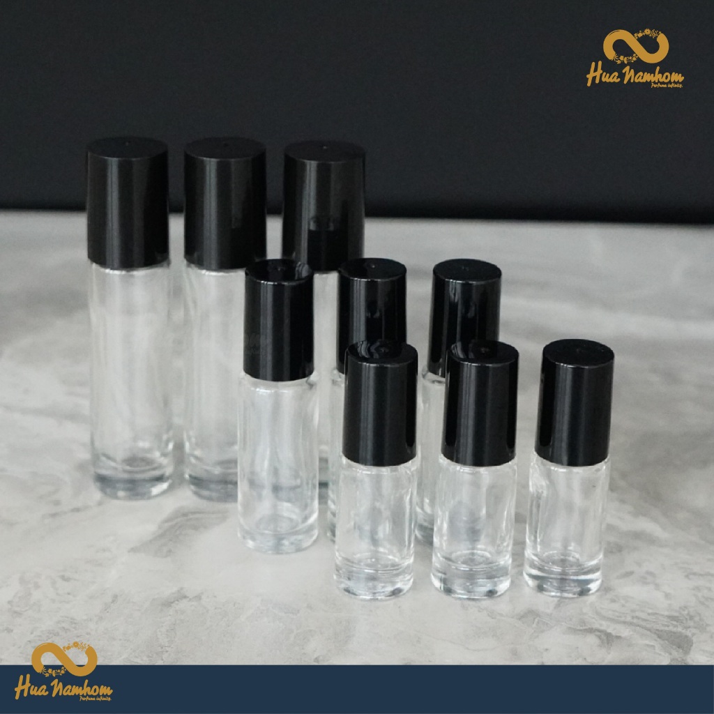 ขวดลูกกลิ้งฝาสีดำ พร้อมหัวบอลพลาสติก ปริมาณ 2ml-8ml ยกแพ็ค X12 ชิ้น