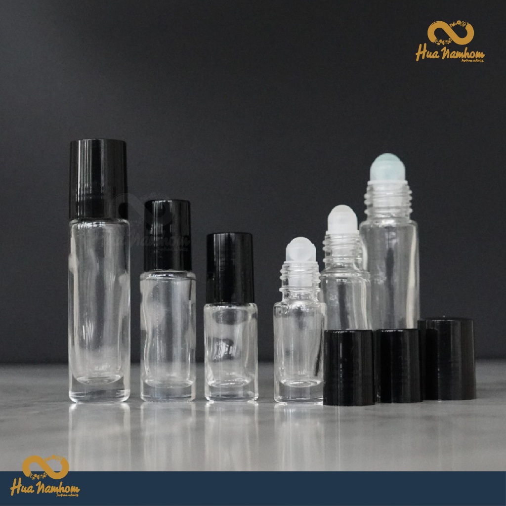 ขวดลูกกลิ้งฝาสีดำ พร้อมหัวบอลพลาสติก ปริมาณ 2ml-8ml ยกแพ็ค X12 ชิ้น