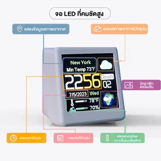 นาฬิกาอัจฉริยะ หน้าจอ LCD สไตล์มินิมอล ชาร์จUSB แจ้งพยากรณ์อากาศ วางอเนกประสงค์