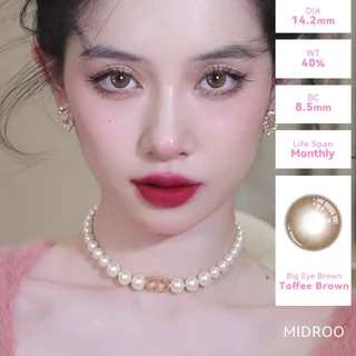【2คู่ลด8% 3คู่ลด10%】Midroo -0.00-6.00 เซ็ตตัวตึง เลนส์ธรรมชาติสีน้ำตาล คอนแทคเลนส์ Toffee Brown 14.2 มม Monthly Replace