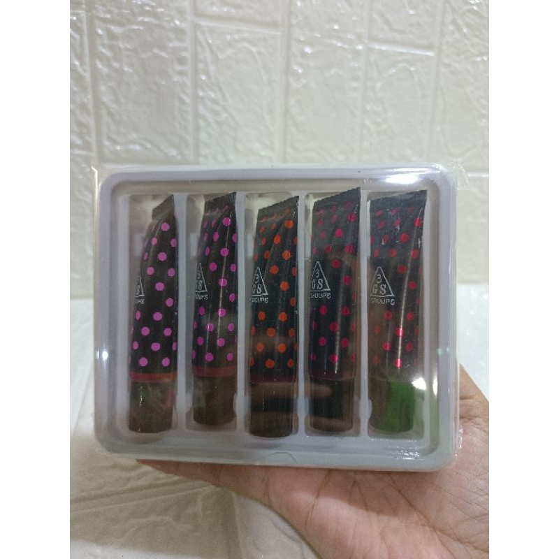 ลิปสักปาก3GS tattoo lip (ยกแพค 5สี) ใช้ดีติดทนนาน สีสวยสดทาง่าย ขายคละ
