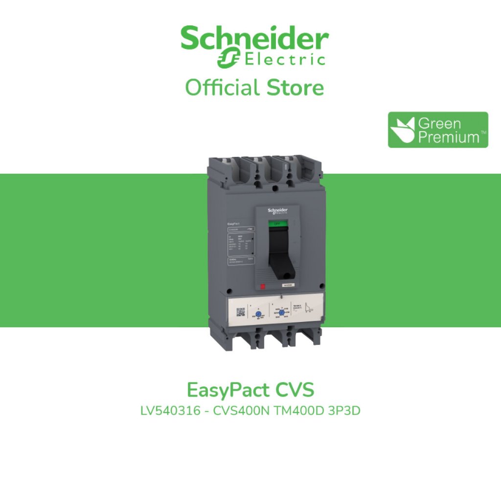 Schneider Electric เซอร์กิตเบรกเกอร์ EasyPact CVS400N, 50 kA at 415 VAC, 400 A เรตติ้ง thermal magne