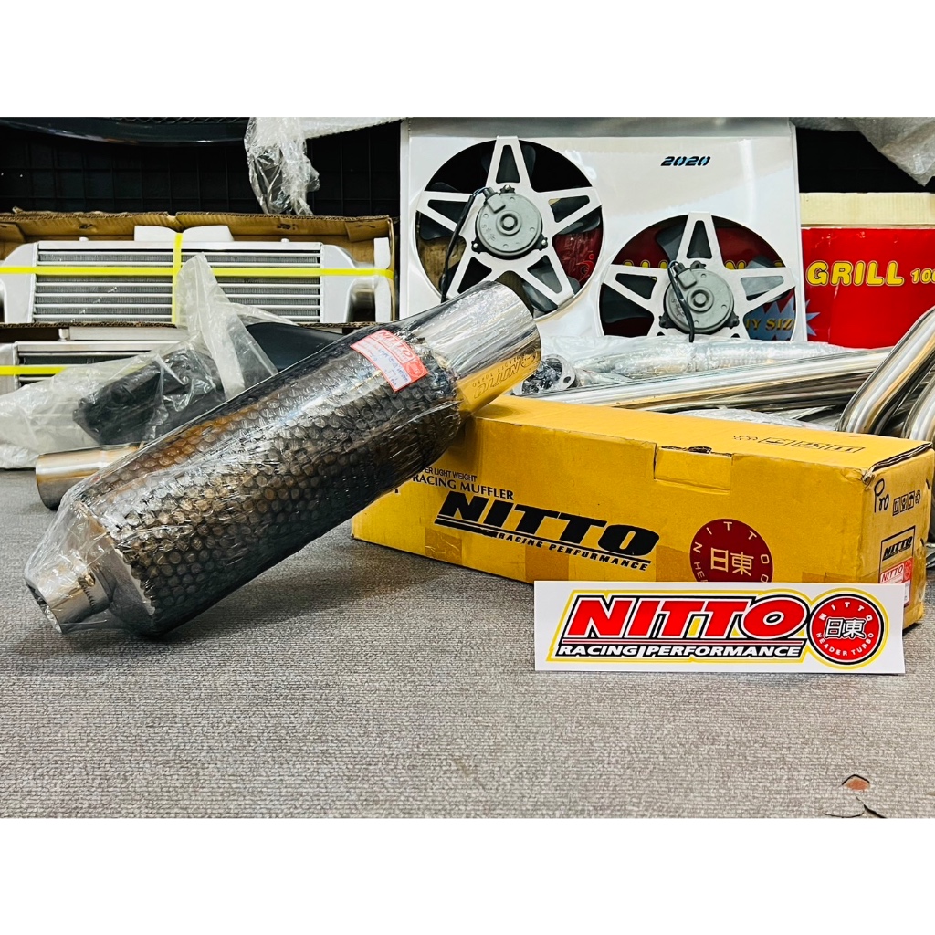 NITTO ปลายท่อไอเสีย แท้ ใบยาว 17 นิ้ว คอ 2 นิ้ว ปาก 4 นิ้ว ไส้ดัด ปลายท่อสแตนเลส แข็งแรง เสียงนุ่ม
