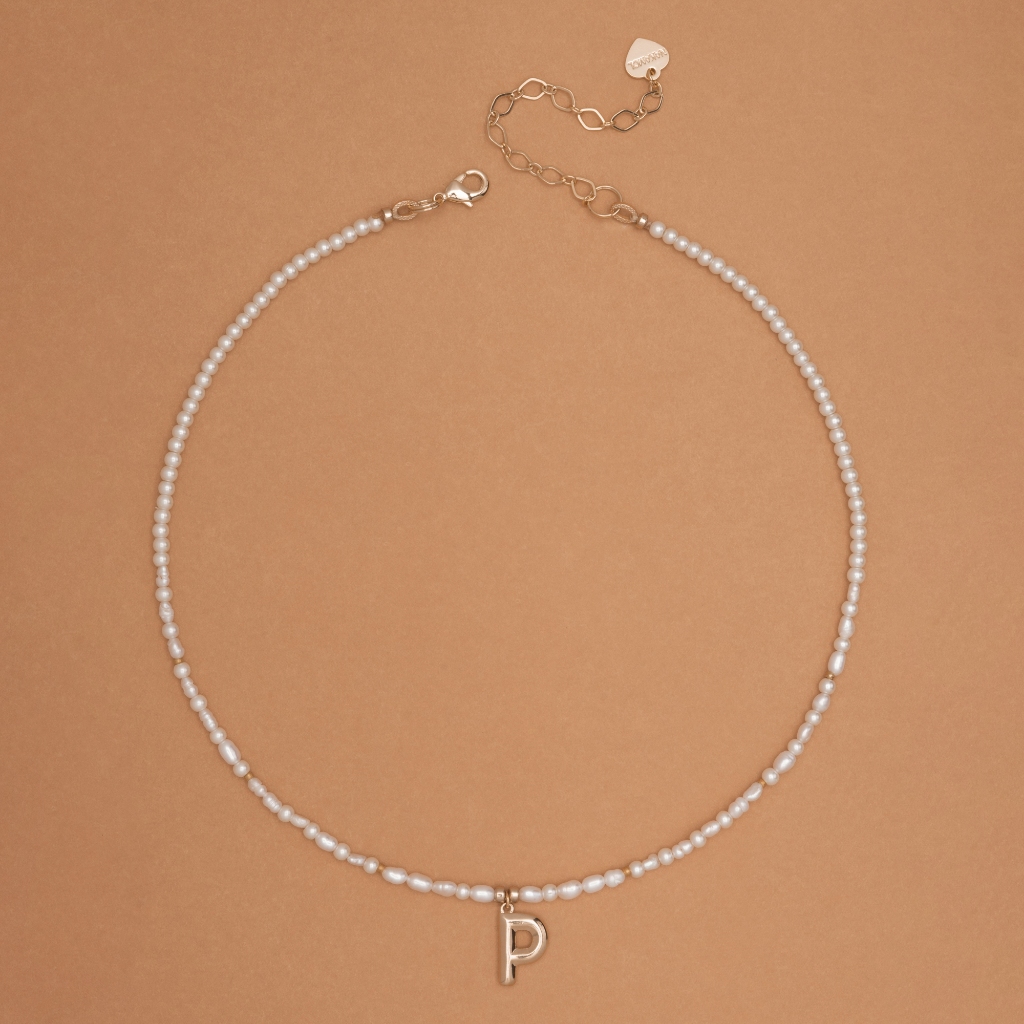 P  PAVÈ WHITE PEARL CHAIN NECKLACE