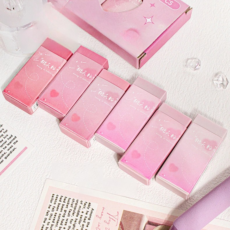 🔥จัดส่งจากกรุงเทพ🔥ยางลบสีไล่ระดับสี ยางลบสีสันสดใส เช็ดทำความสะอาด ขนาดเล็กและพกพาได้ มียางลบหกอันในกล่อง ยางลบน่ารัก - รูปที่ 3