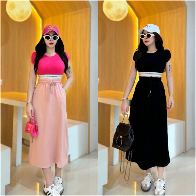ชุดเซ็ต (เสื้อ+กระโปรง) นางแบบใส่งานจริง