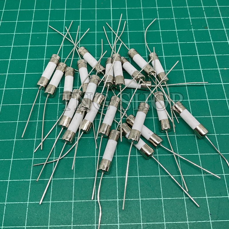 ฟิวส์หางหนู 20มิล 250V แบบกระเบื้อง เซรามิก มี 2A, 3.15A, 4A, 5A, 6.3A, 8A, 10A, 15A แพ็ค10ตัว