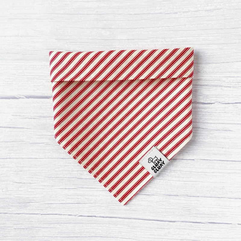 Maroon Stripe: ผ้าพันคอหมาแมว ผ้าพันคอสัตว์เลี้ยง ลายมินิมอล