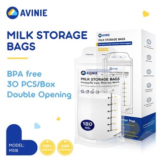AVINIE ถุงเก็บน้ำนมแม่ ถุงจัดเรียง BPA Free ปลอดเชื้อ ถุงเก็บน้ำนมแม่ยกลัง  30Pcs180ml ลดกลิ่นหืน รักษาความสดใหม่ VMS18