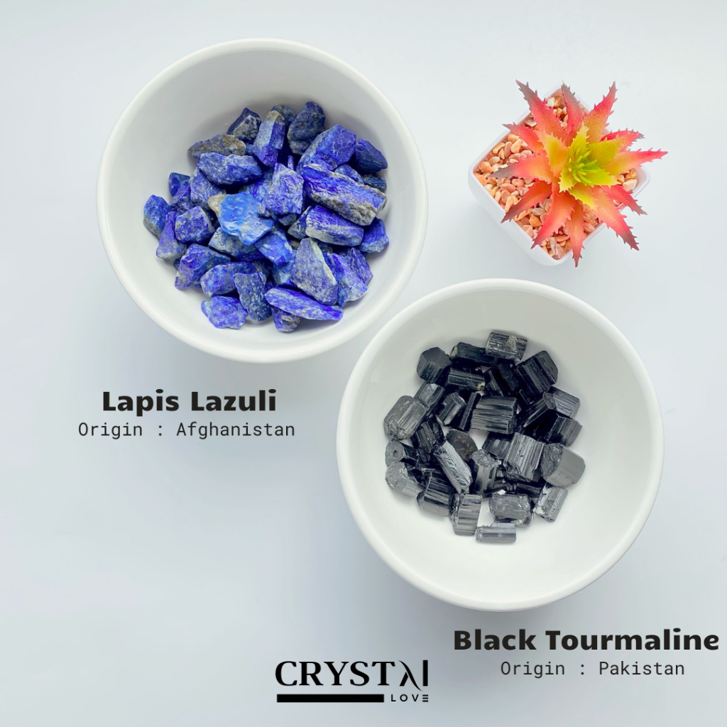 หินธรรมชาติแท้ Lapis Lazuli และ Black Tourmaline