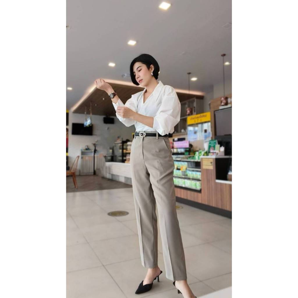 กางเกงขายาว ม๊าฟิตเปรี๊ยะ รุ่นฮาน่า ใส่สบาย เย็น ดูดี ลงตัว ไซส์ M-3XL เอว 27-36นิ้ว ผ้าลิลลี่ มี5สี ดำ เบจ เขียว น้ำตาล
