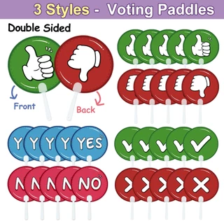 Yes & No Correct & Wrong Thumbs Up & Thumbs Down Double-Side Handheld Signs Board True False Voting Sign Paddles