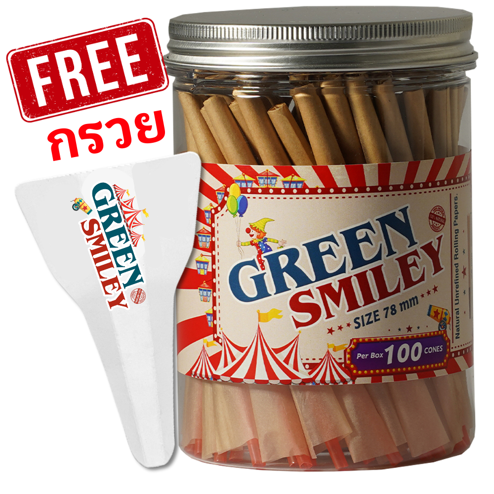 กระดาษโรลพันสำเร็จ (GREENSMILEY) KingSize 78mm 100 cones กระดาษโรลพร้อมกรอง โรลสำเร็จ [NATURAL PAPER]