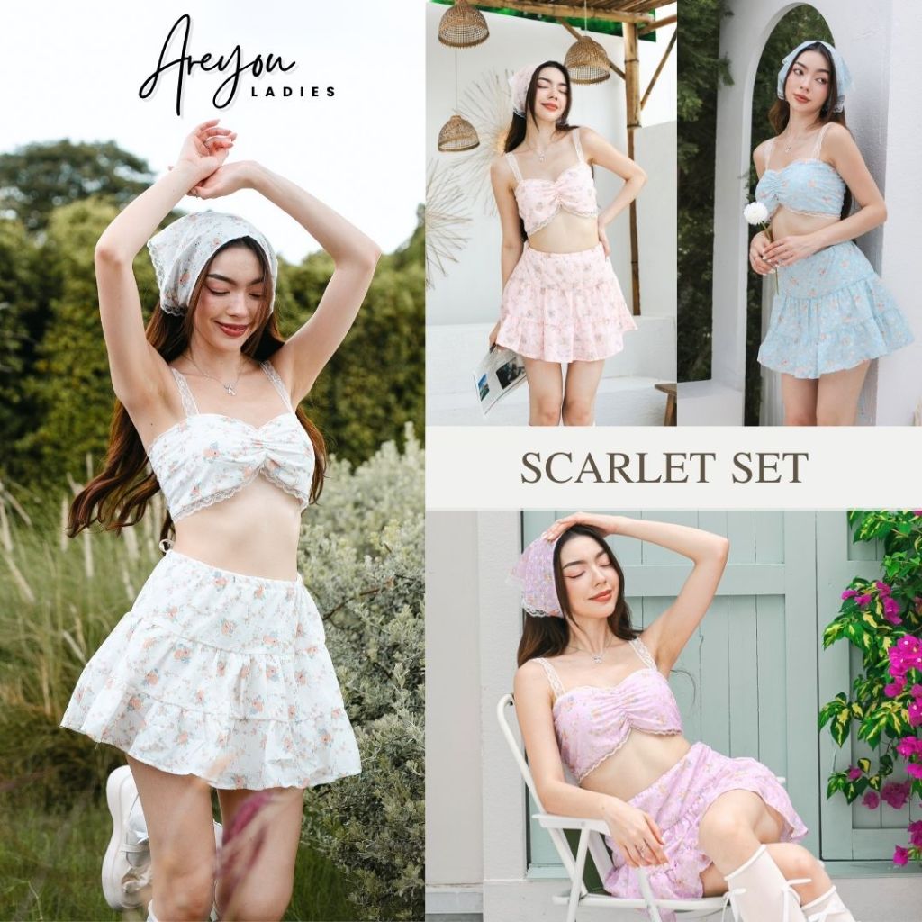 NO.475 SCARLET SET ชุดเซ็ทกระโปรง ลายดอก ละมุนใจ