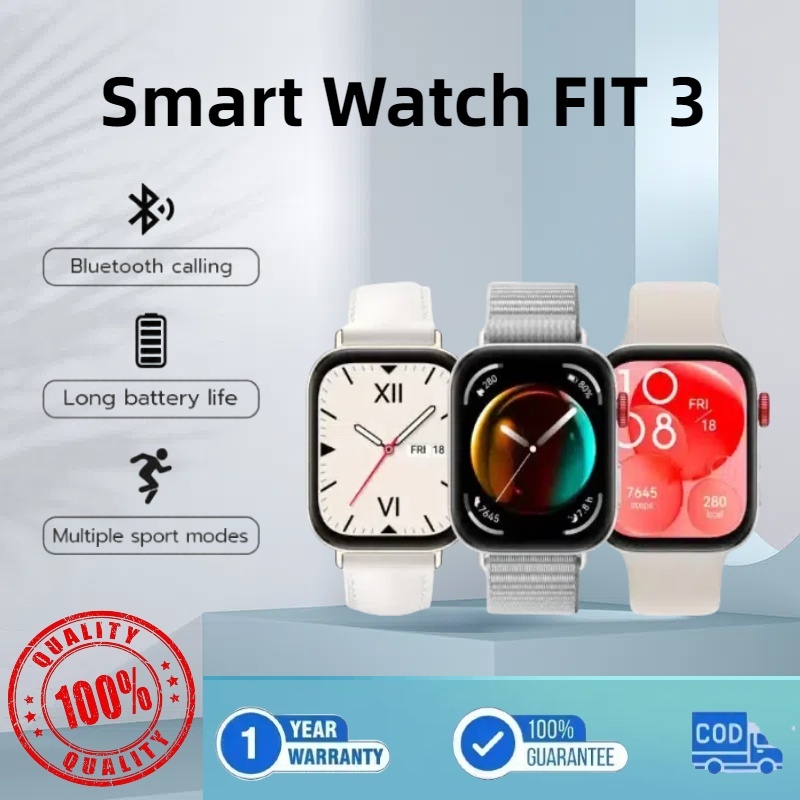 HUAWEl WATCH FIT 3 นาฬิกาข้อมืออัจฉริยะสำหรับผู้หญิง |. นาฬิกาข้อมือผู้ชายที่เชื่อมต่อ Bluetooth