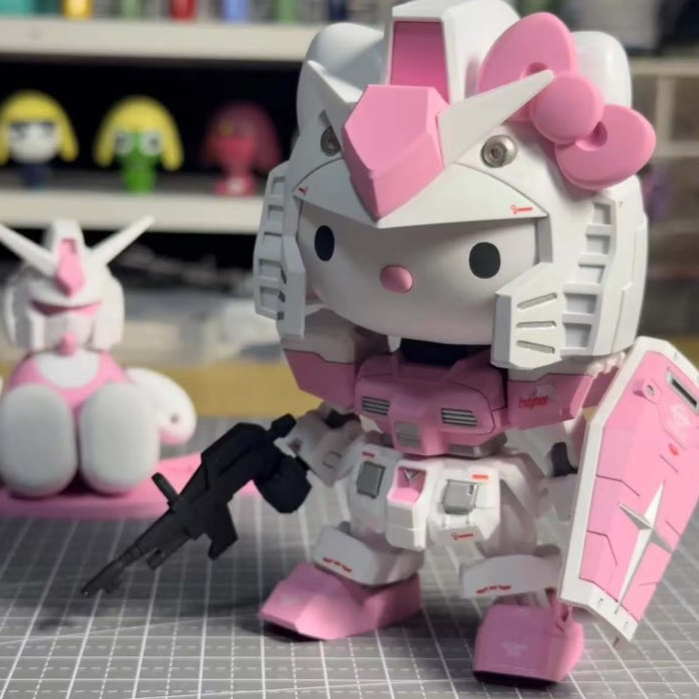 Bandai Hellokitty คิตตี้ + กันดั้ม โมเดลฟิเกอร์ DIY ของเล่นประกอบเอง ของขวัญคริสต์มาส วันเกิด