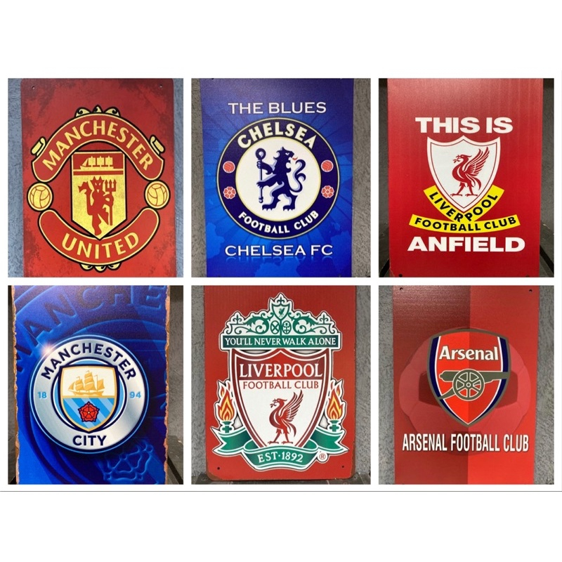ป้ายสังกะสี ป้ายวินเทจ แมนยูฯ ลิเวอร์พูล เชลชี