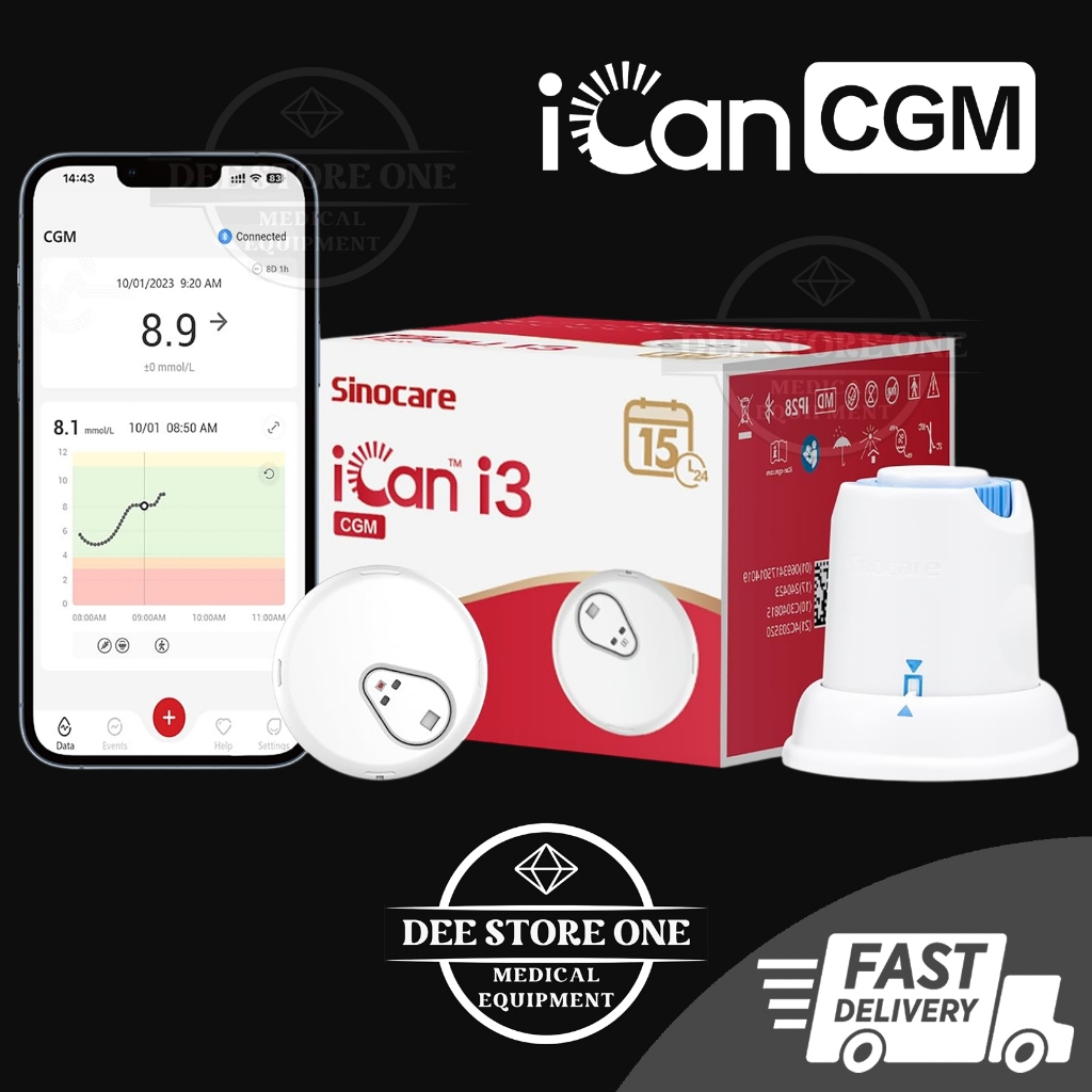 👉🏿เครื่องตรวจน้ำตาลแบบต่อเนื่อง CGM ตรวจน้ำตาล มีแบตเตอรี่ในตัว ยี่ห้อ SinoCare