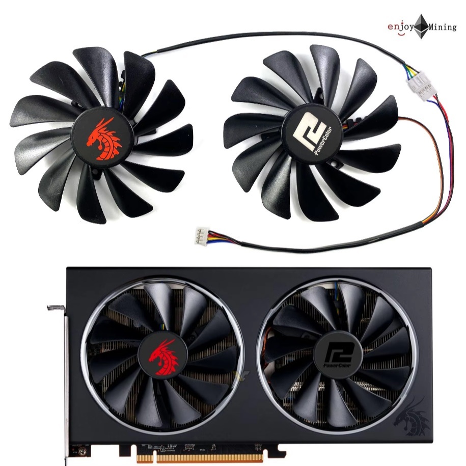 พัดลมการ์ดจอ POWERCOLOR RX5700XT 5700 5600XT Red Dragon V2 Red Dragon Graphics Card Fan
