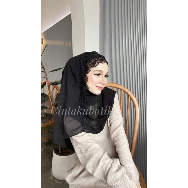 ฮิญาบ ชีฟองพันยาว(ลูกไม้ขอบ)🩷💐