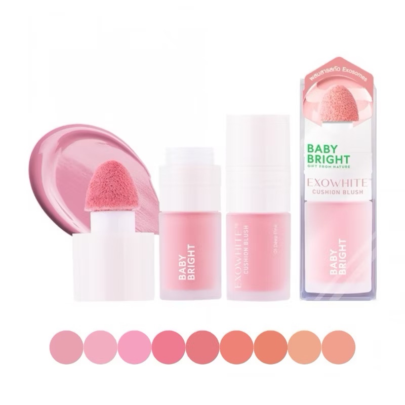 Baby Bright Exowhite Cushion Blush 4ml. เบบี้ไบร์ท เอ็กซ์โซโวท์ คุชชั่นบลัช กันน้ำ กันเหงื่อ