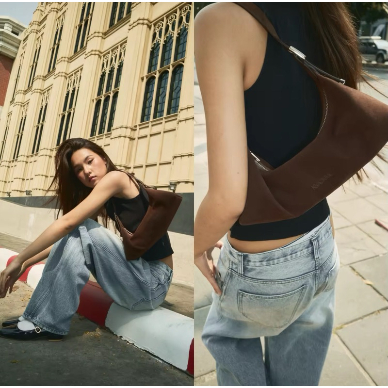 [ส่งต่อ] knack.bag- Jennie bag - Dark brown (หนังกลับ)