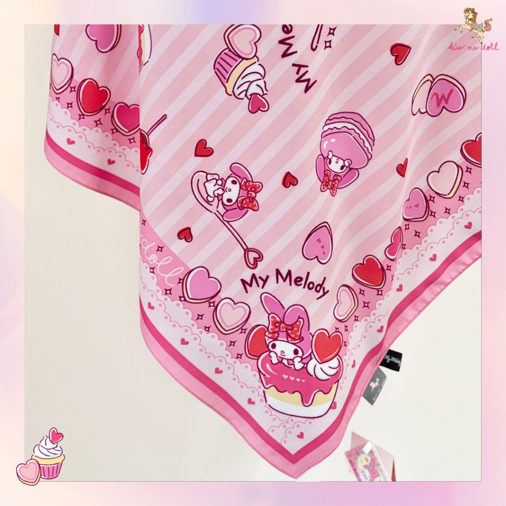 Kiss Me Doll ผ้าพันคอ/ผ้าคลุมไหล่ My melody ลาย Heart sweets ขนาด100x100 cm.