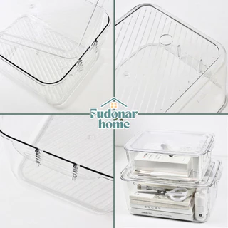 Fudonar กล่องเก็บของอะคริลิค กล่องใสใส่ของ พร้อมฝา หลายขนาด วางซ้อนได้