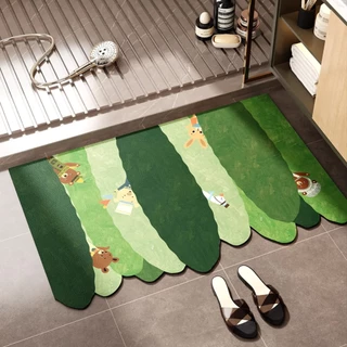 🏷️[Home] 🌳 พรมยาง 50x80 พรมตกเเต่งห้องนั่งเล่น พรมยางห้องน้ำ แผ่นดูดซับโคลนไดอะตอม Pu กันลื่น สไตล์ธรรมชาติ