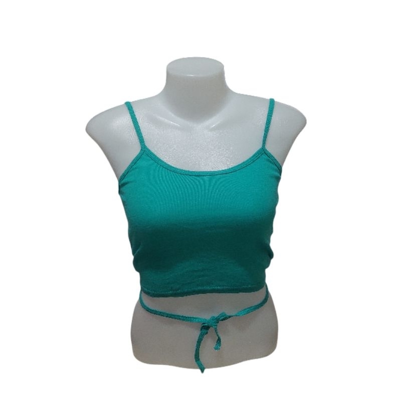 เสื้อสายเดี่ยวครอปไขว้ผูกหลังเลือก ไขว้พันเอว และผูกหลัง ครอปเก๋ๆ ขนาดฟรีไซด์ อกยืดได้ 30-34 ใส่แนบตัว เข้ารูป - รูปที่ 3