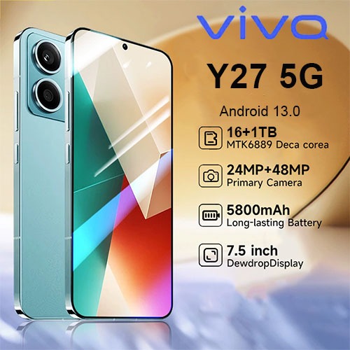Y27 สมาร์ทโฟน 5G RAM16GB+ROM1TB กันน้ำ 7.5 นิ้ว. ซิมการ์ดคู่ของแท้พร้อมแบตเตอรี่ที่ทนทาน แบตเตอรี่ 5,000 mAh