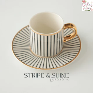 Violet Flamingo แก้วกาแฟ รุ่น Stripe and Shine วัสดุ Premium Fine Porcelain สินค้าเกรดคุณภาพ ส่งออกต่างประเทศ