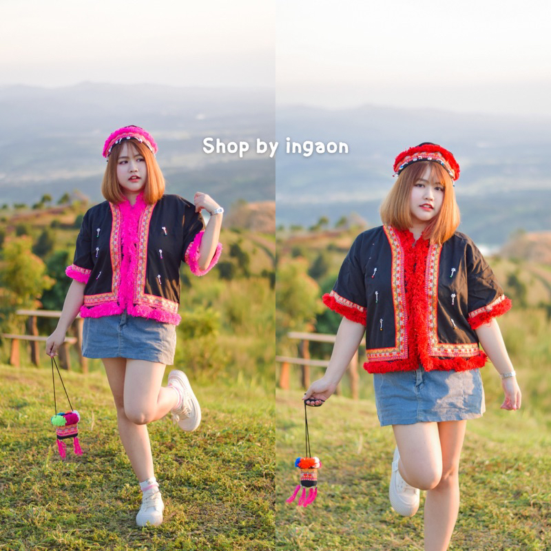 เสื้อดอย/เสื้อชาวเขา เเต่งไหมพรม(มีไซส์S-9XL)