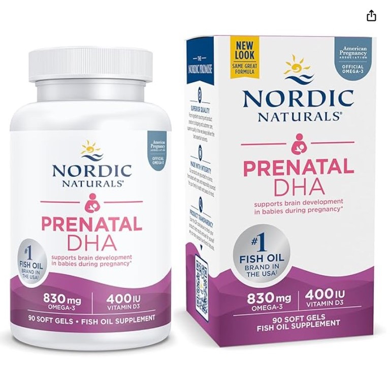 Nordic Naturals Prenatal DHA Omega-3, 830 mg, Non-GMO, 90 softgel EXP 2027+