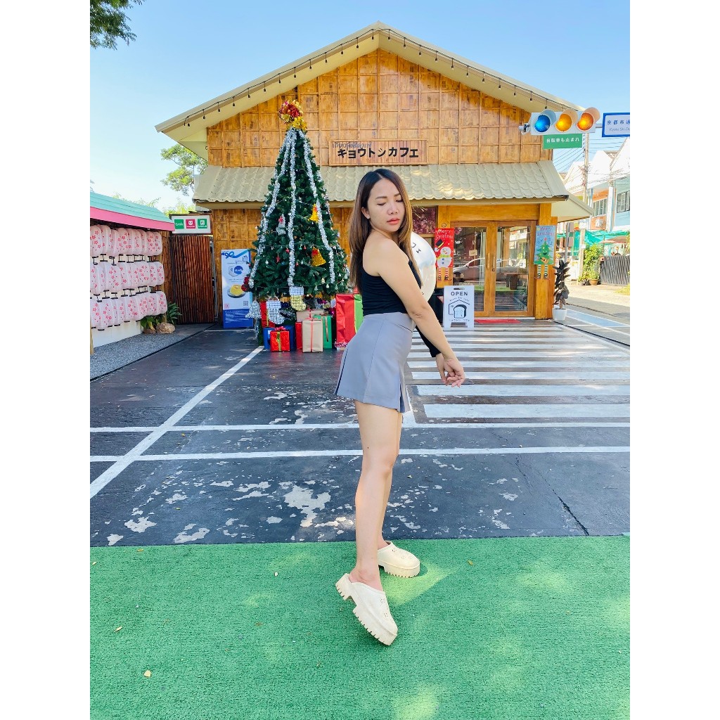 กางเกงกระโปรงจีบทวิส ยาว 15-16 นิ้ว (S-3xl) (SD) clothing women skirts
