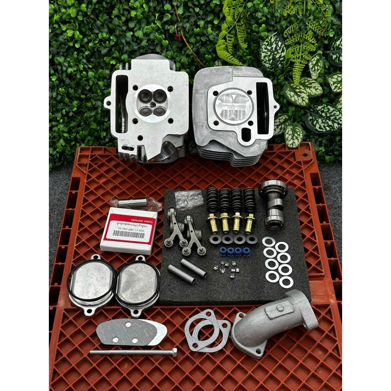 เวฟ100ลูก56/4วาวพร้อมปาดหลบวาล์วลูกสูบยี่ห้อแอร์หัวนูนฝาสูบขนาดวาวไอดี19มิลวาวไอเสีย17มิลใส่เวฟ100ได