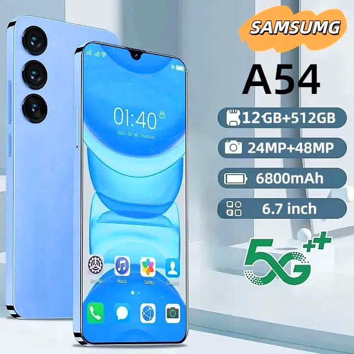 SAMSUMG  A54  5G โทรศัพท์มือถือแท้ หน้าจอ HD 12GB+512GB Android13 สมาร์ทโฟนแท้ COD