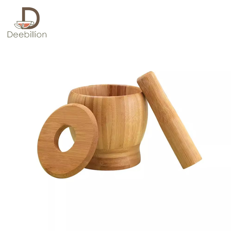 ครกไม้ ครกบดยา 4 นิ้ว 4.5 นิ้ว พร้อมสาก  Wooden Mortar น้ำหนักเบา  Deebillion