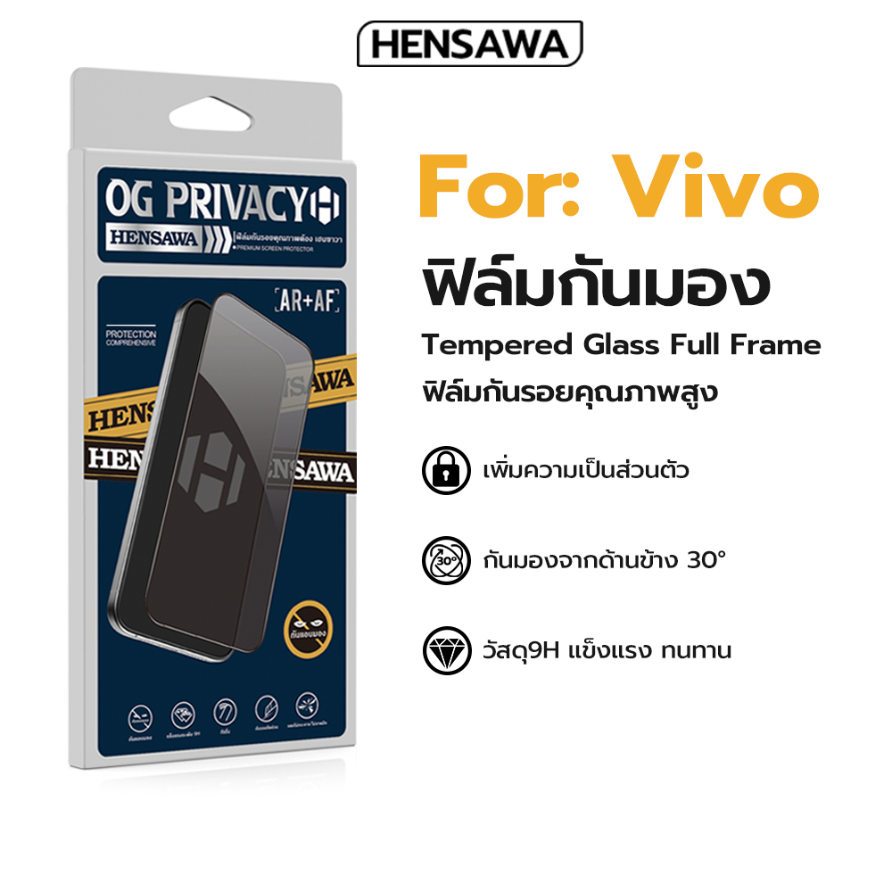 Hensawa ฟิล์มกันมอง privacy For VIVO Y02 Y03T 17 18 Y19S 22 y27 s y28 30 33S T 36 52 53s 76 y100 Y200 5g ฟิล์มกันเสือก