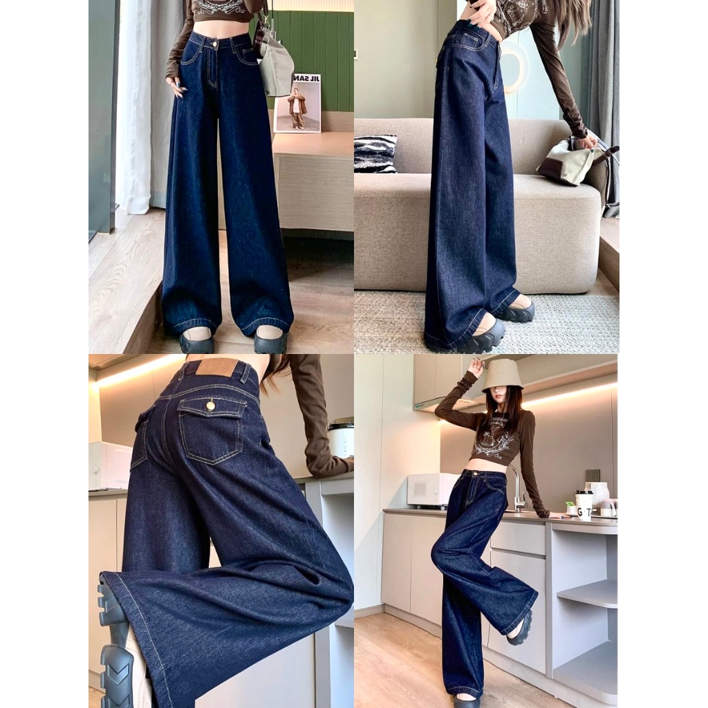 กางเกงยีนส์วินเทจ กางเกงขากระบอก ผ้าใส่สบาย สุดชิค แมทช์ง่ายสุดๆ ดูผอม #010148