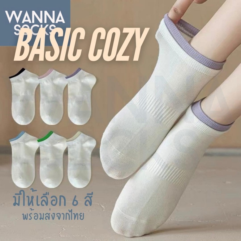 ส่งจากไทย!! ถุงเท้าข้อสั้น รุ่น Basic Cozy สไตล์มินิมอล สีพื้น ถุงเท้าแฟชั่น ทำจากผ้าฝ้าย B22