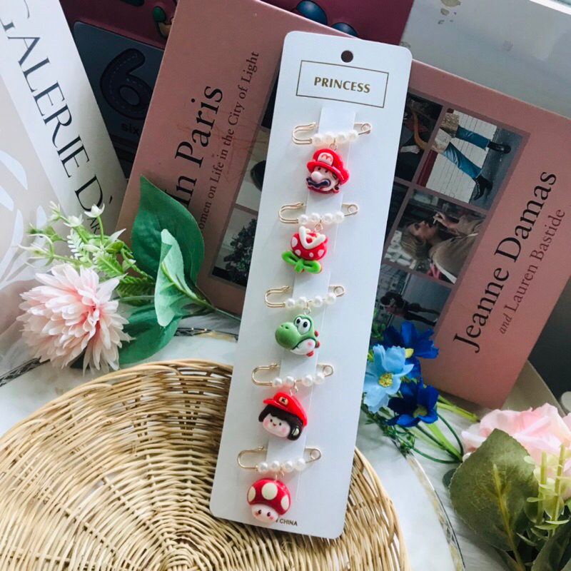 🍄เข็มกลัด มาริโอ้น่ารักมากๆ ติดเสื้อผ้า กระเป๋า (พร้อมส่ง)