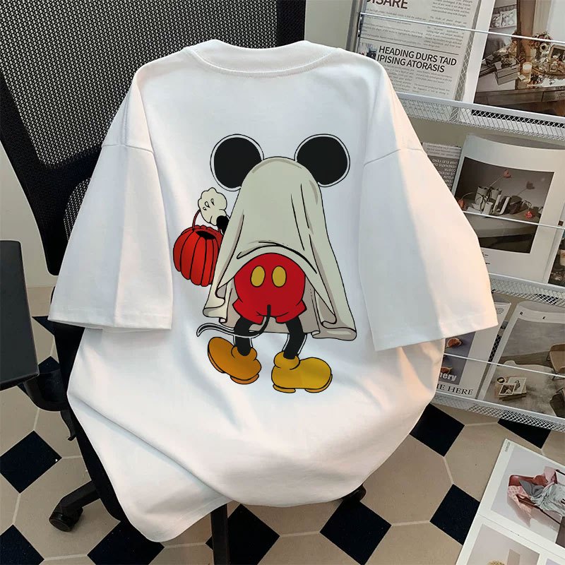Top.street เสื้อยืด chrismas t shirt mickey mouse ลายการ์ตูนน่ารักหลวม แขนสั้น คอกลม ทรงหลวม oversize ใส่สบาย unisex