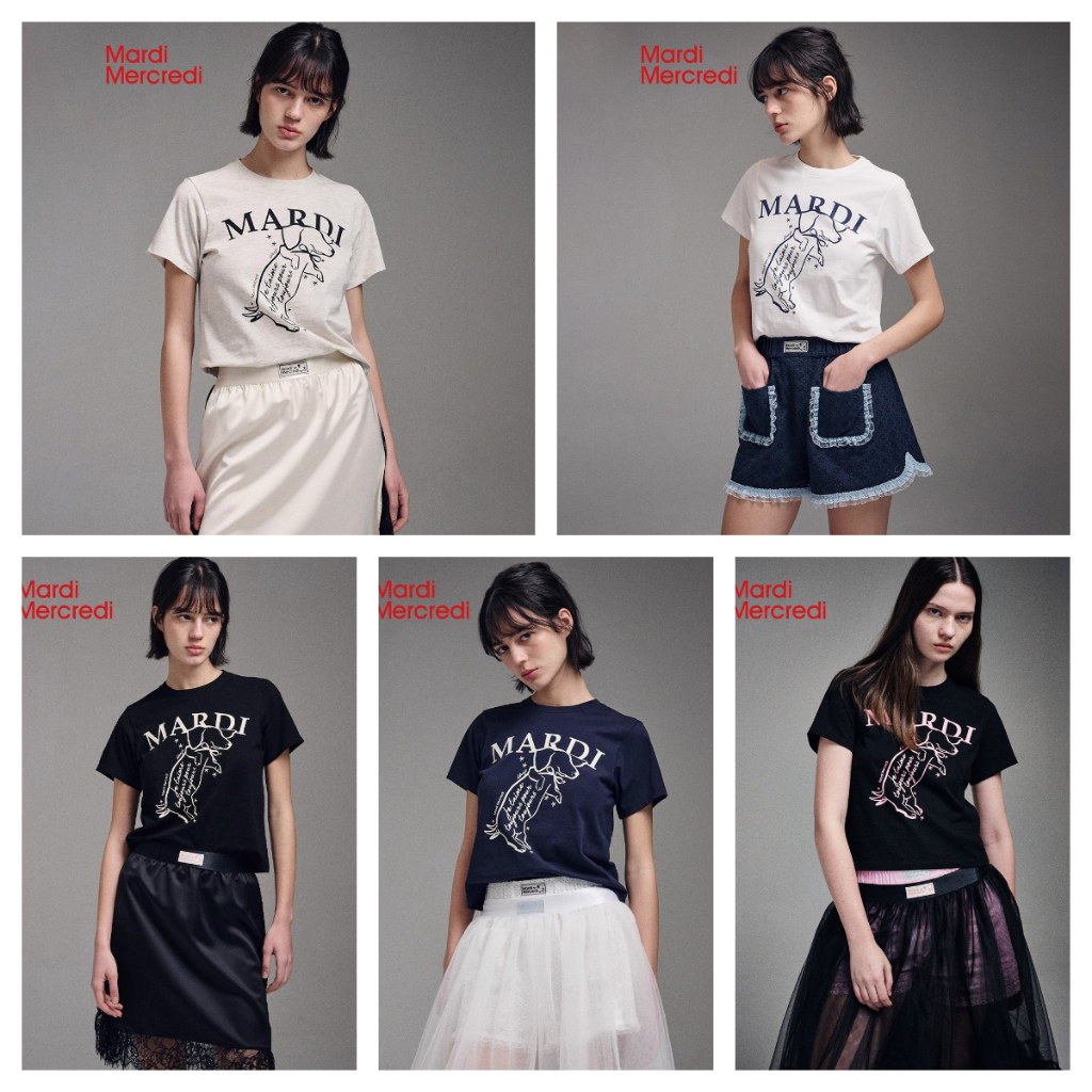 mardi mercredi Ddanji Cotton 100% เสื้อผ้าท่อนบนสำหรับสตรี เสื้อยืดgentlewoman ฟริไซส์ผู้หญิง เสื้อ สกรีนสวยๆ