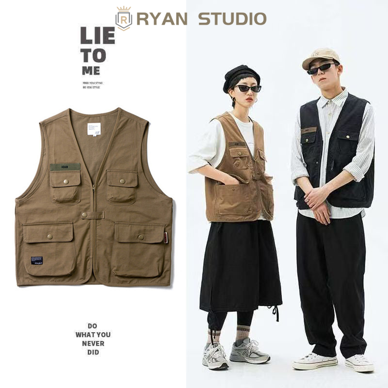 เสื้อกั๊กผู้ชาย แคมป์ปิ้ง แขนกุด มีซิปหน้า เดินป่า เที่ยวเขา Camping vest M002