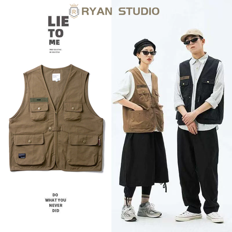 เสื้อกั๊กผู้ชาย แคมป์ปิ้ง แขนกุด มีซิปหน้า เดินป่า เที่ยวเขา Camping vest M002