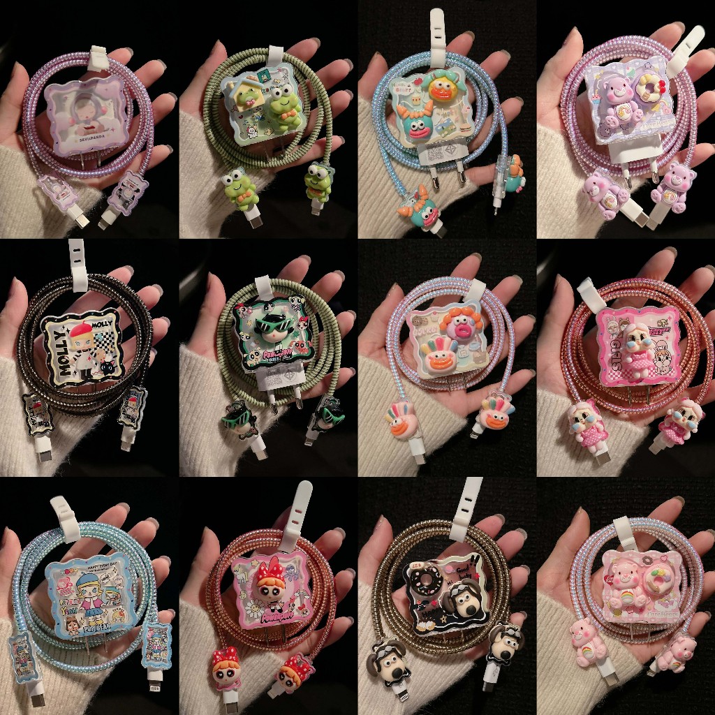 พร้อมส่งจากไทย ชุดพันสาย เคสหัวชาร์จ มี 14 ลาย ลายการ์ตูน ตัวถนอมสาย USB 20w 18w 35W