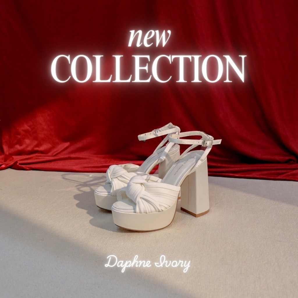 Chamellia Glow - Daphne รองเท้าเจ้าสาวส้นสูงสายรัดข้อ ตกแต่งด้วยผ้าพีชอัดกลีบมันเป็นโบว์ สูง 5 นิ้ว